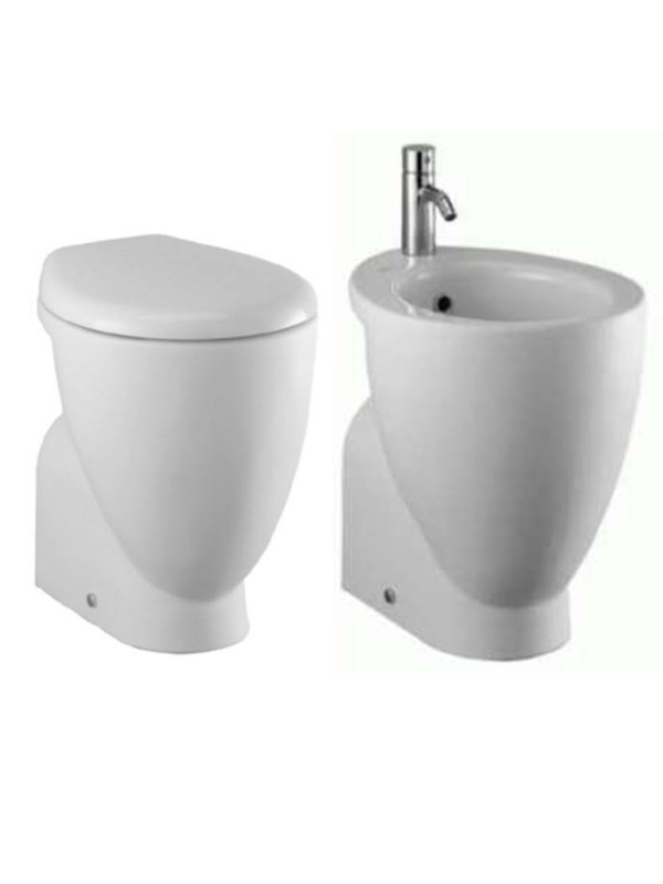 Ideal Standard Coppia WC + Bidet Small + Sedile a Terra Scarico a Pavimento  Bianco Lucido